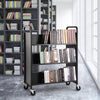 Vevor Book Cart 330 Lbs Capacity 39.4" x 20.1" x 49.2" Double-Sided W-Shaped Shelves with Lockable Wheels New