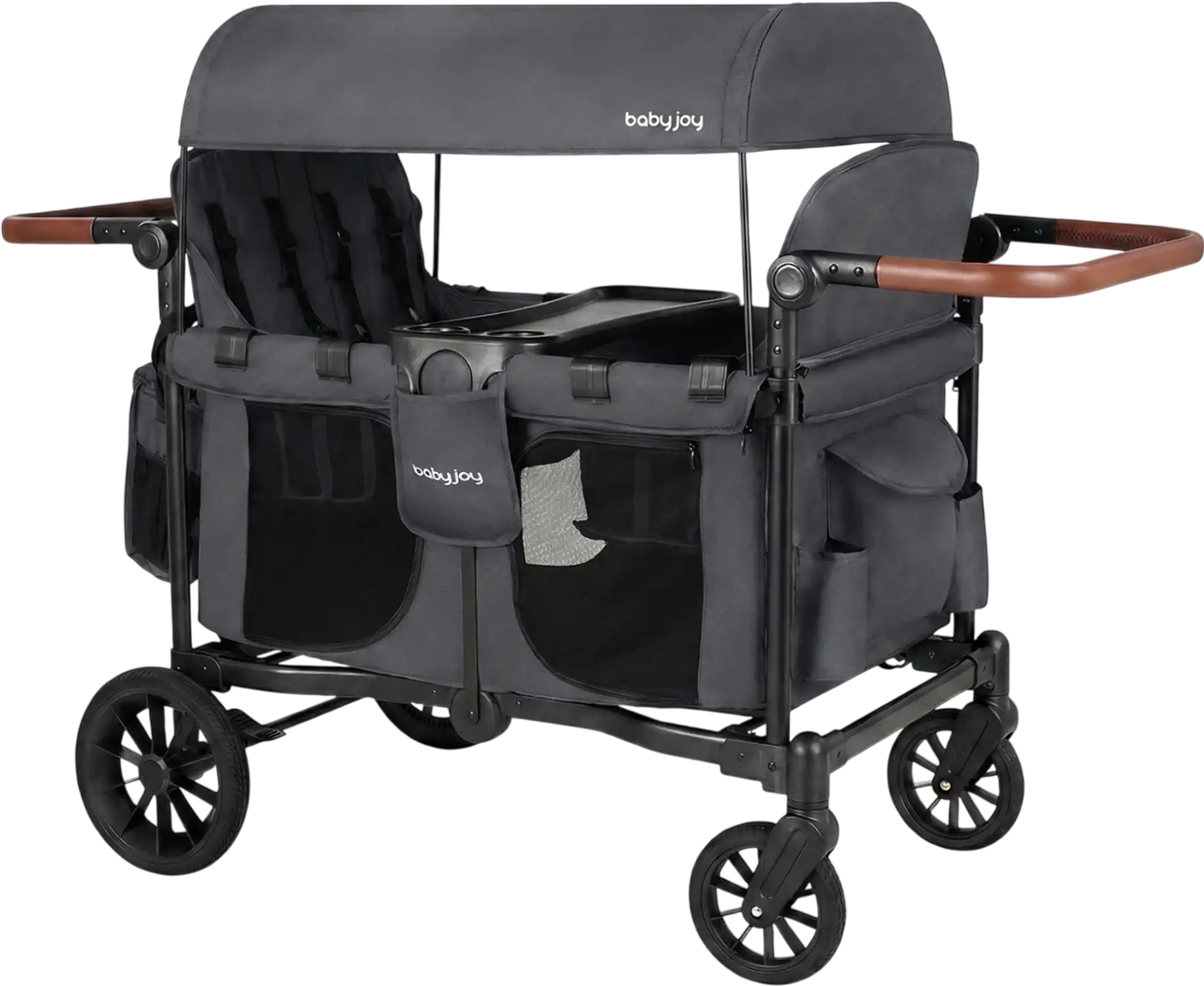 Costway Foldable 4-Seater Push-Pull Wagon Stroller for 4 Kids 54380070 New