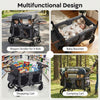Wagon stroller for 4 kids in gray with removable canopy, adjustable handles, and spacious design for family outings.