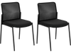 Set of 2 black waiting room chairs with ergonomic mesh backrest and padded seat, ideal for office and conference use.