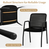 Ergonomic black waiting room chair with mesh backrest, sturdy frame, and non-slip foot pads for office use.