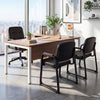 Set of 2 leather office reception chairs with cushioned seats and ergonomic backrests, perfect for waiting areas.