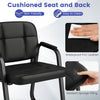 Cushioned black leather office chair with padded armrests and waterproof PVC leather, ideal for reception areas.