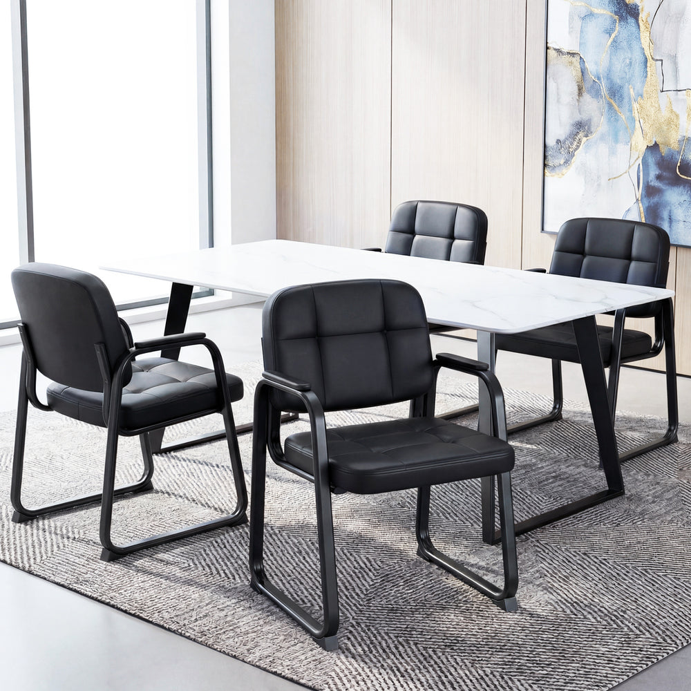 Waiting Room Guest Chairs Set of 4 Leather Office Reception Chairs - Gallery View 1 of 10