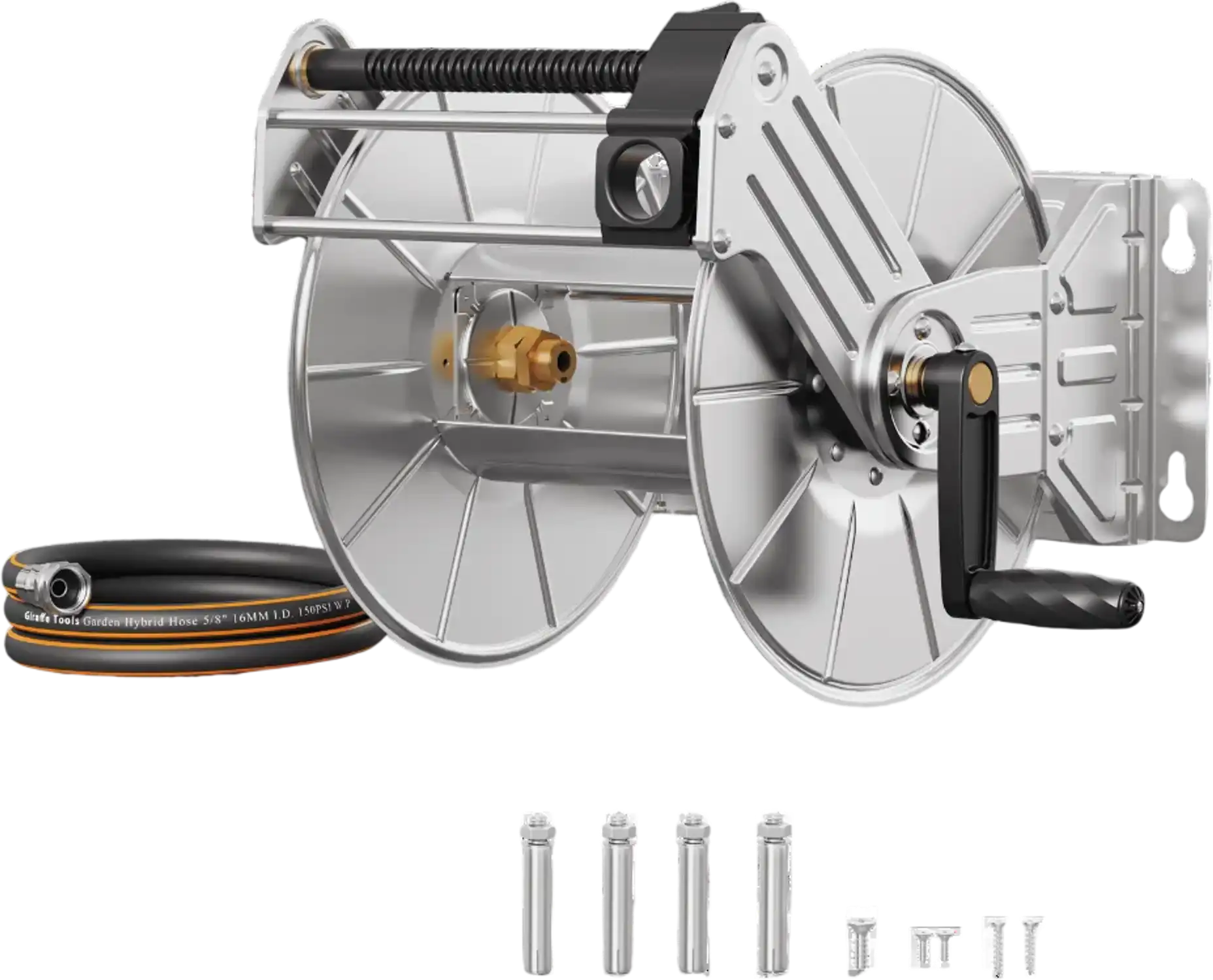 Giraffe Tools Wall Mounted Hose Reel Stainless Steel Heavy Duty New