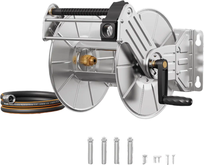 Giraffe Tools Wall Mounted Hose Reel Stainless Steel Heavy Duty New