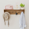 Wooden coat rack with shelf, featuring 6 hooks for hats and towels, ideal for entryway or living room organization.