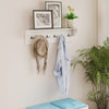 Wall Hooks with Shelf 31.5inch Wooden Coat Rack with 6 Hooks for Hats Towels Purses Robes-White - Gallery View 1 of 10