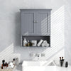 Wall Mount Bathroom Cabinet Storage Organizer with Doors and Shelves-Gray - Gallery View 1 of 10