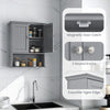 Wall-mounted gray bathroom cabinet with two doors, adjustable shelves, and a waterproof surface for versatile storage.