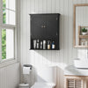 Wall Mount Bathroom Cabinet Storage Organizer with Doors and Shelves-Black - Gallery View 1 of 10