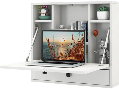 Costway Foldable Wall-Mount Floating Laptop Desk Workstation 52317860 New