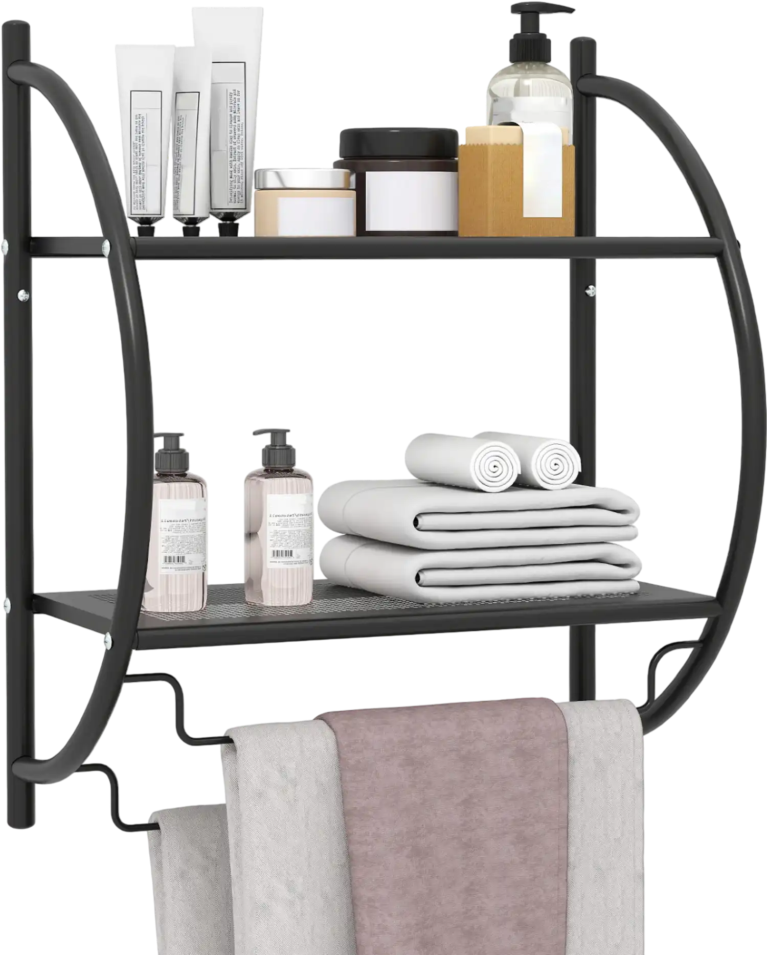 Costway Wall Mounted 2-Tier Bathroom Towel Rack w/ 2 Towel Bars 83075194 New