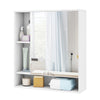 Wall mounted bathroom cabinet with mirror, featuring adjustable shelves for organized storage in white finish.