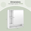 Wall mounted bathroom cabinet with mirror, white finish, featuring adjustable shelf and dimensions for compact spaces.