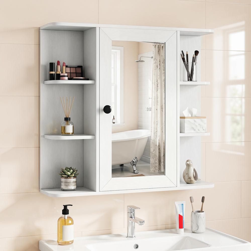 Wall Mounted Bathroom Medicine Cabinet with Mirror and Shelves-White - Gallery View 1 of 10