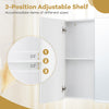 Adjustable shelf in the double door bathroom wall cabinet, featuring three height positions for versatile storage.