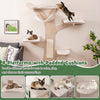 Wall-mounted cat tower featuring 4 padded platforms and a hammock for cats to relax and play in a space-saving design.