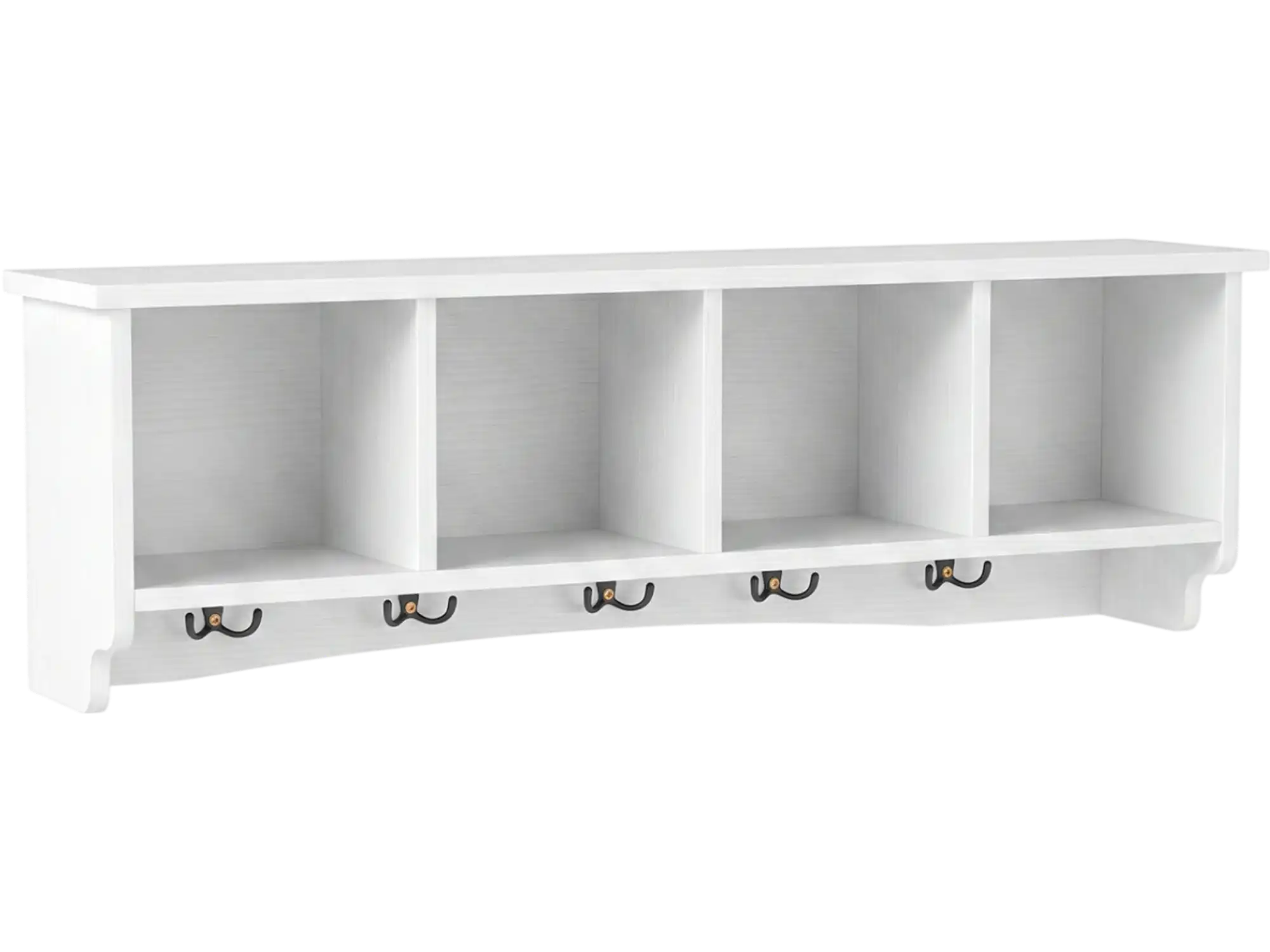 Costway Wall-Mounted Coat Rack Hall Tree w/ 4 Cubbies 5 Double Hooks Wooden Shelf 33323742 New
