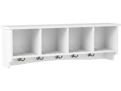 Costway Wall-Mounted Coat Rack Hall Tree w/ 4 Cubbies 5 Double Hooks Wooden Shelf 33323742 New