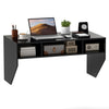 Wall-mounted black computer desk with 3 storage compartments, offering a modern look and space-saving design for any.