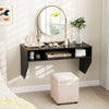 Wall-mounted black computer desk with 3 storage compartments, featuring a modern design for efficient space use.