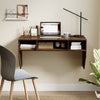 Wall-Mounted Computer Desk Floating Laptop Desk with 3 Storage Compartments-Rustic Brown - Gallery View 1 of 11