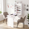 Wall-mounted fold-out convertible desk in white with ample storage, perfect for home offices or small spaces.
