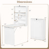 Dimensions of the wall-mounted fold-out convertible floating desk in white, showcasing its space-saving design and storage features.