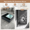 Wall-mounted black mirror cabinet featuring a high-quality HD aluminum mirror, two hidden shelves, and three open compartments.