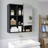 Black wall-mounted mirror cabinet showcasing a clear aluminum mirror and open compartments for easy access to daily essentials.