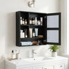 Spacious wall-mounted mirror cabinet in black with a sleek design, perfect for organizing toiletries and cosmetics efficiently.