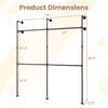 Wall-mounted pipe clothing rack dimensions showing 4 hanging rods, black finish, designed for durability and.