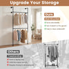 Wall-mounted black clothing rack with double-tier design and two hanging rods, ideal for saving floor space and easy.