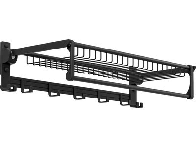 Costway Wall Mounted Towel Shelf Rack Adjustable Bar Hooks 529876143 New
