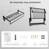 Wall mounted towel shelf with adjustable towel bar, made of rust-resistant space aluminum, ideal for bathrooms and.