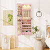 Wall and Door Mounted Mirrored Jewelry Cabinet with Lights-Pink - Gallery View 1 of 10