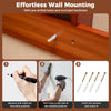 Wall-mounted billiards pool cue rack in brown, made of solid pine wood, featuring clips for 8 cues and 3-tier ball.