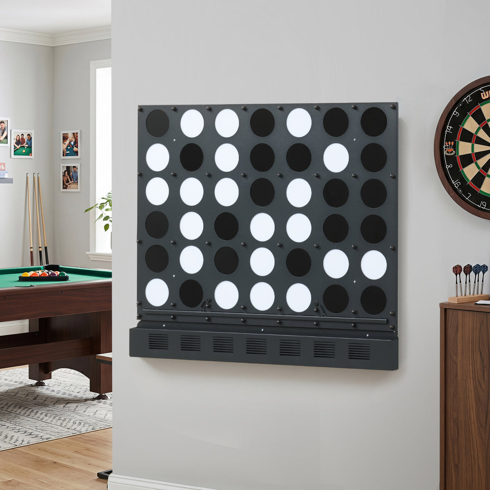 Wall-mounted Jumbo 4-in-a-Row Game with Acrylic Discs-Black - Gallery View 1 of 10