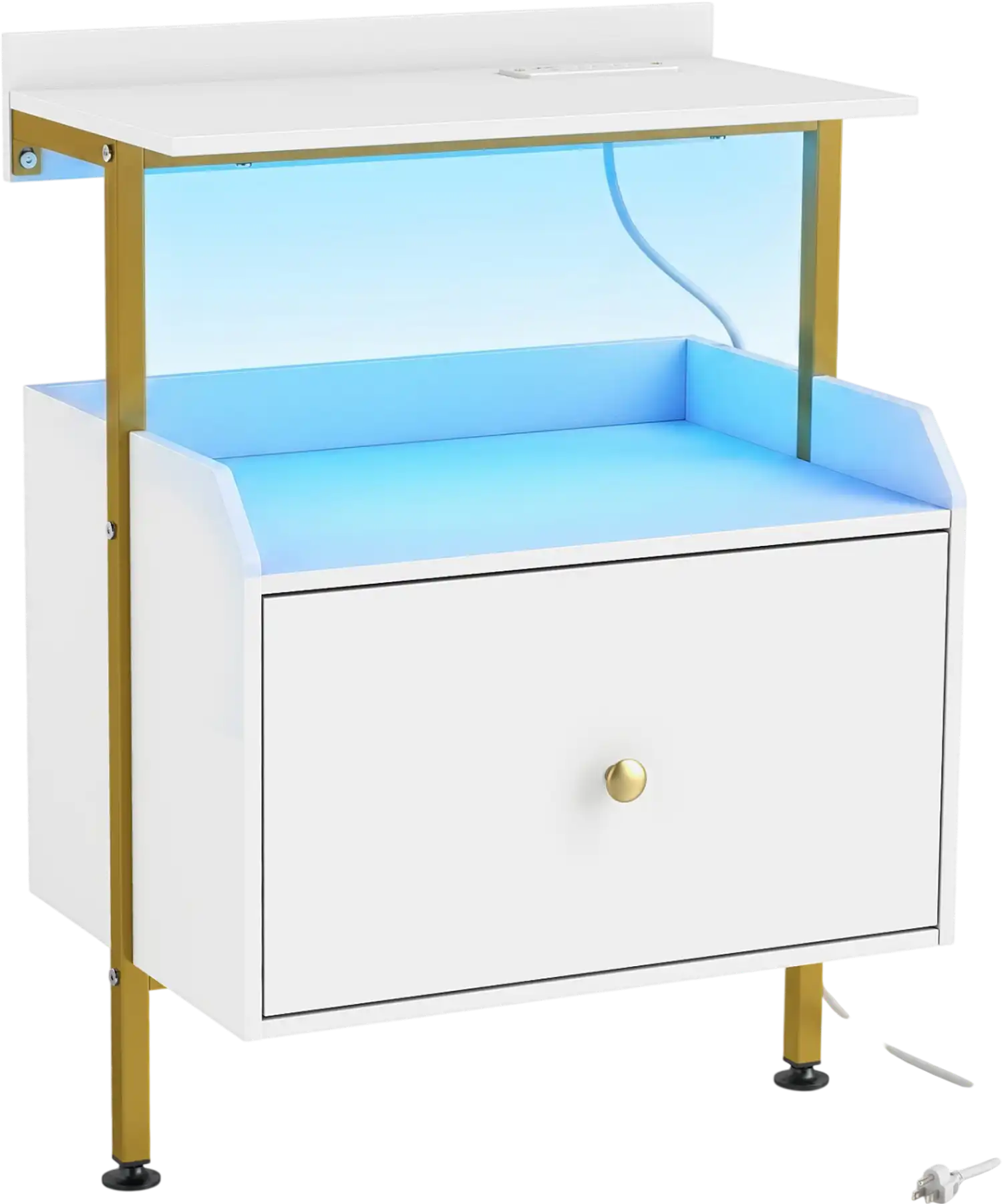 Costway Wall-Mounted LED Nightstand Charging Station 47508067 New
