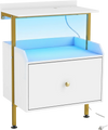 Wall-mounted nightstand with RGB LED lights, deep storage drawer, and remote control for modern bedroom convenience.