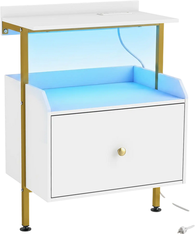 Costway Wall-Mounted LED Nightstand Charging Station 47508067 New