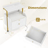 Wall-mounted nightstand in white with LED lights, charging station, and deep storage drawer for bedroom organization.