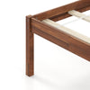 Close-up of the solid wood bed frame leg with slat support, designed for Twin/Full/Queen size mattresses.