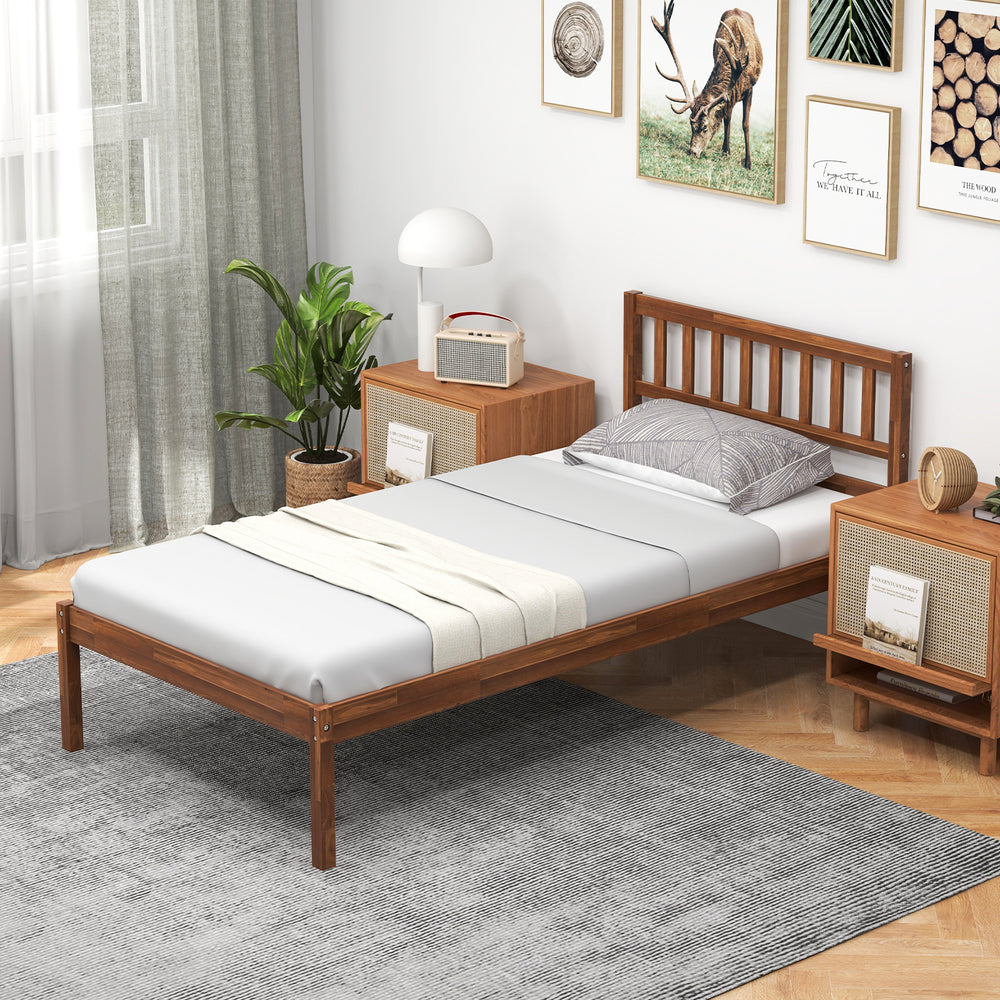 Twin/Full/Queen Size Wood Bed Frame with Headboard and Slat Support-Twin Size - Gallery View 1 of 9