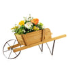 Wooden Wagon Planter with 9 Magnetic Accessories for Garden Yard-Walnut - Gallery View 1 of 9