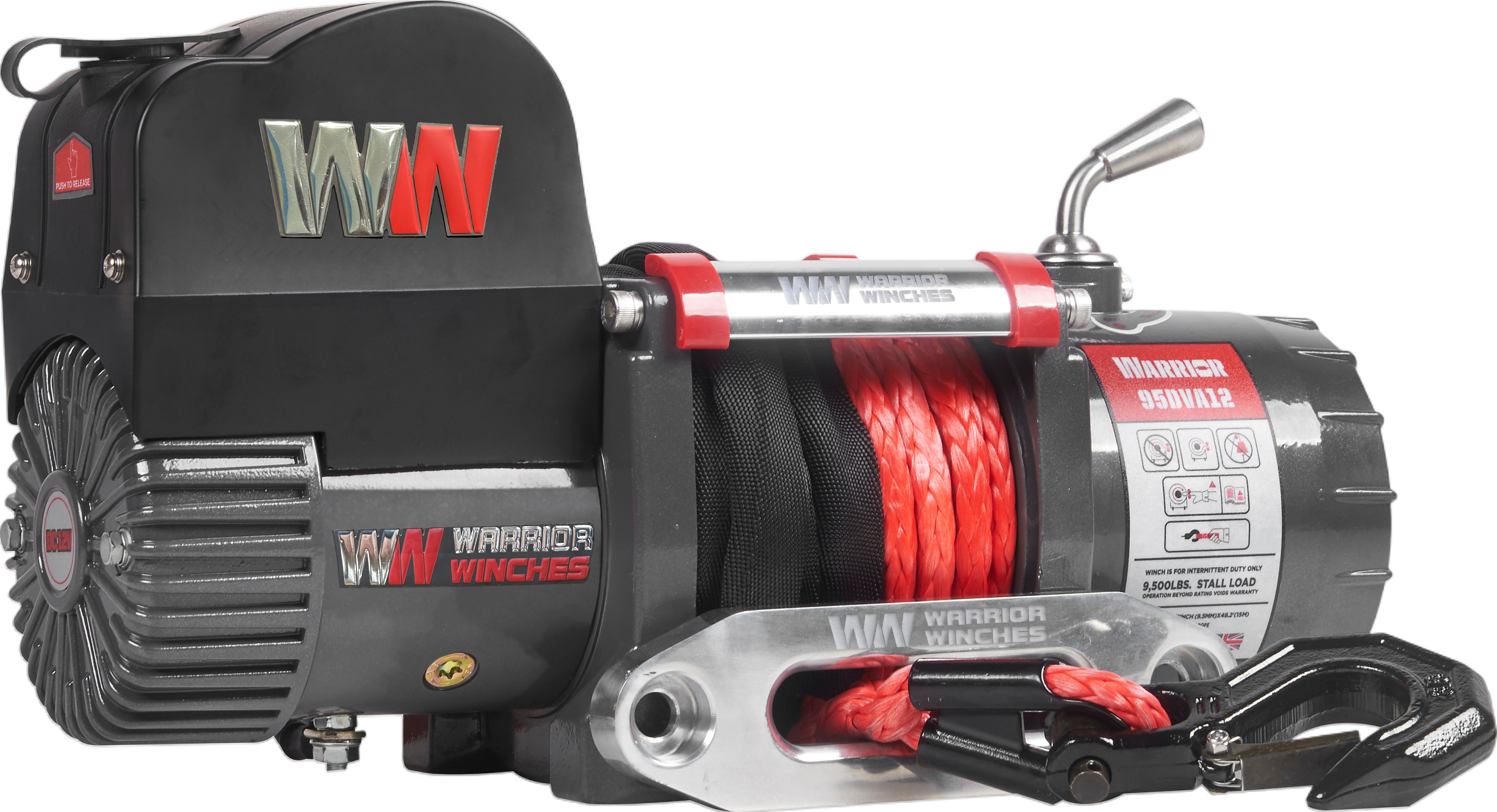 Warrior Winches Samurai Electric Winch Short Drum 9,500 Lb 12-Volt Synthetic Rope New