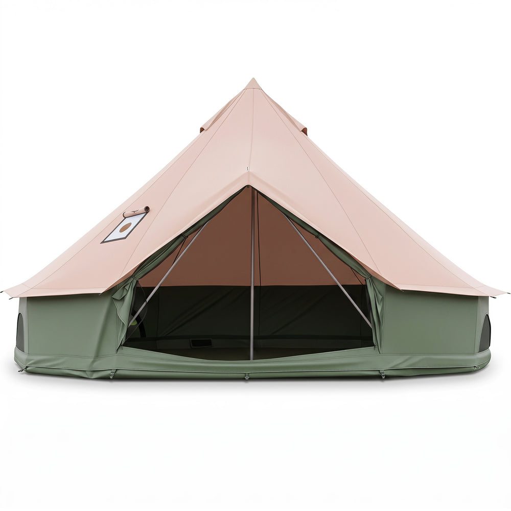 Waterproof Bell Tent with Stove Jack Accommodates and Mesh Windows Doors in Green-L - Gallery View 1 of 1