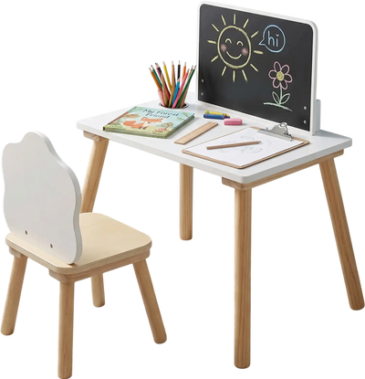 Costway Kids Weaning Table and Chair Set with Chalkboard 63169481 New