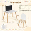 Weaning table and chair set with chalkboard, solid pine wood legs, and integrated brush pot for kids' creative activities.